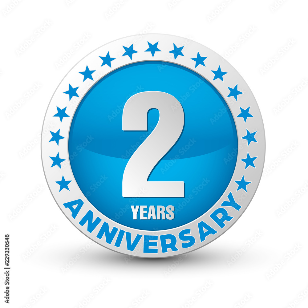 Two years anniversary badge with stars Two years anniversary badge with stars