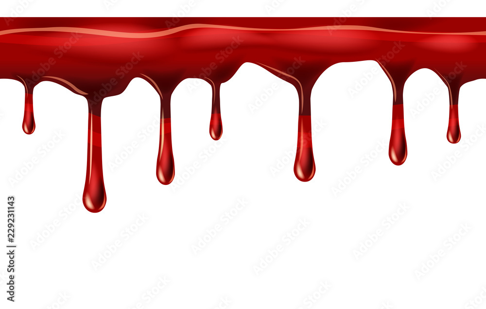 Dripping seamless red, dripps, liquid drop and splash, blood repeatable isolated on white, vector and illustration. Dripping seamless red, dripps, liquid drop and splash, blood repeatable isolated on white, vector and illustration.