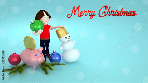 Congratulations on Christmas from the trading company. 3D rendering