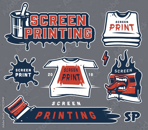 Vintage serigraphy elements set