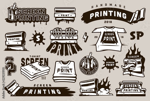 Big collection of screen printing elements photo