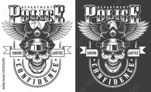 Vintage monochrome policeman label