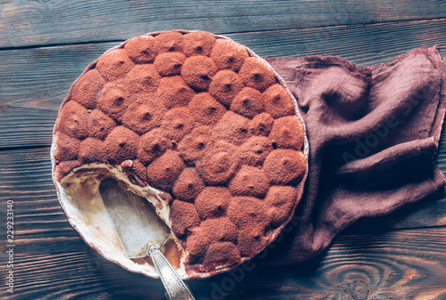 Tiramisu in baking dish photo