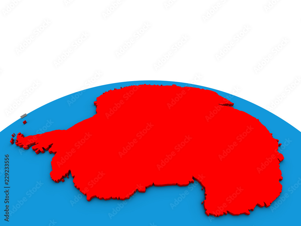 Fototapeta premium Antarctica on political 3D globe.