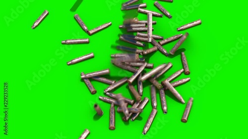 Shell Casings Falling Down on Green Screen