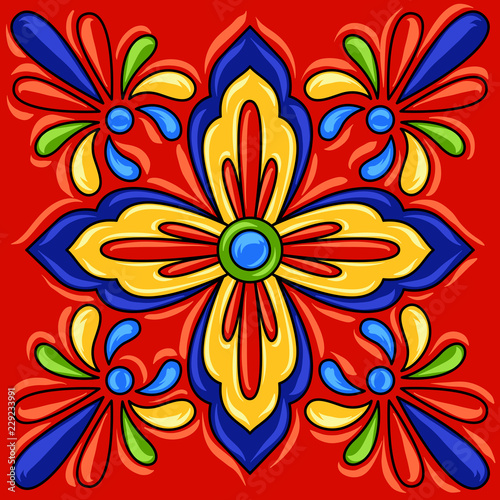 Mexican talavera ceramic tile pattern.