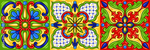 Mexican talavera ceramic tile pattern.