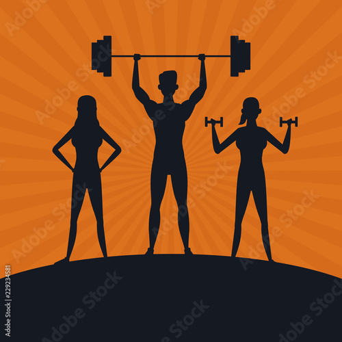 fitness people silhouette