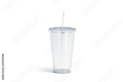 Download Blank White Transparent Acrylic Tumbler With Straw Mockup Isolated 3d Rendering Empty Cup With Tube Mock Up Clear Take Away Container For Drink Plastic Traveler Mug For Beverage Template Stock Illustration