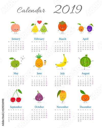 Funny annual fruit calendar 2019