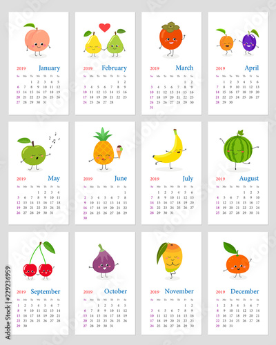 Funny fruit calendar 2019