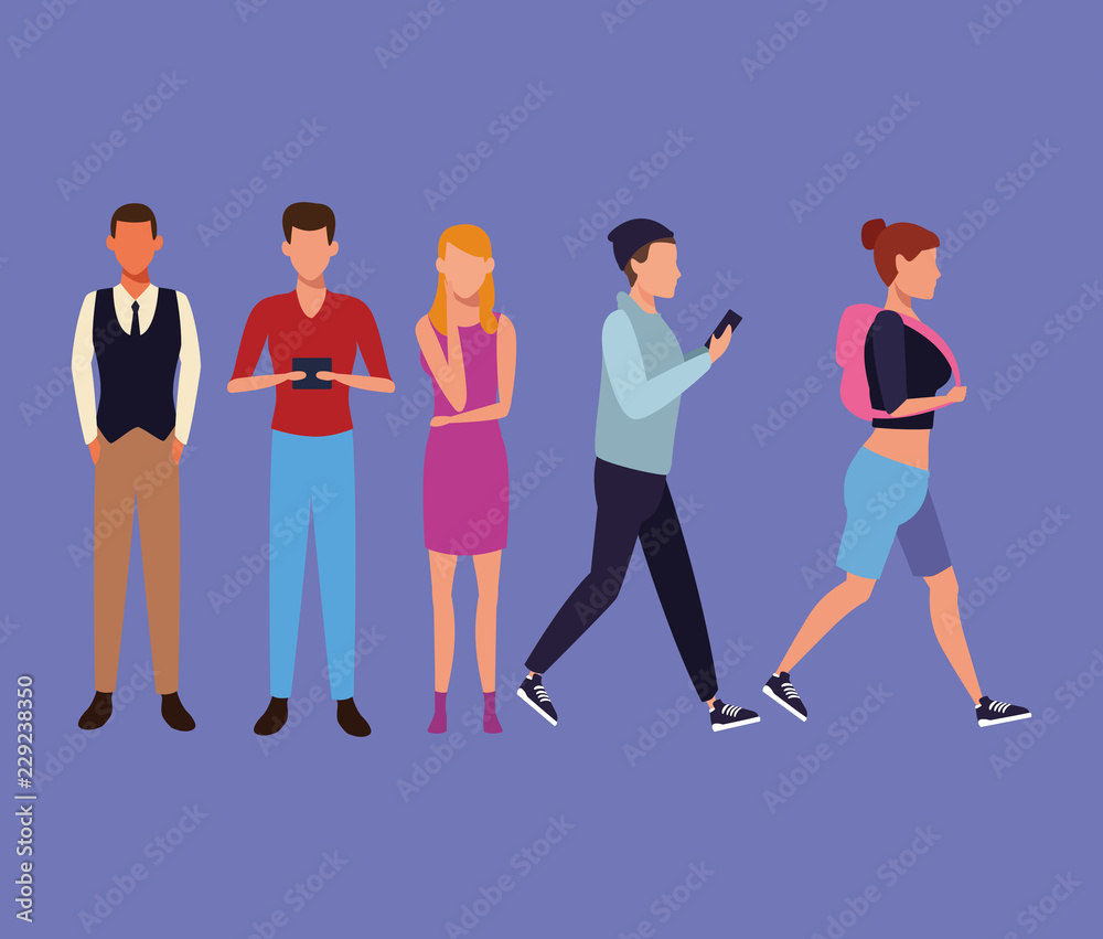 Fototapeta premium Set of people walking