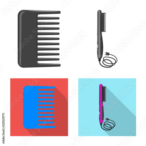 Vector design of brush and hair sign. Set of brush and hairbrush stock vector illustration.
