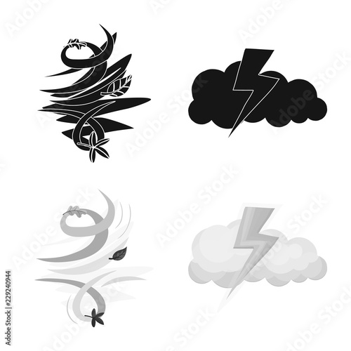 Vector design of weather and climate sign. Set of weather and cloud stock vector illustration.