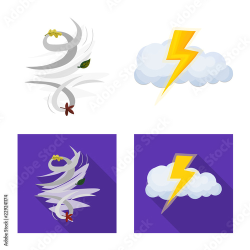 Isolated object of weather and climate logo. Set of weather and cloud stock vector illustration.