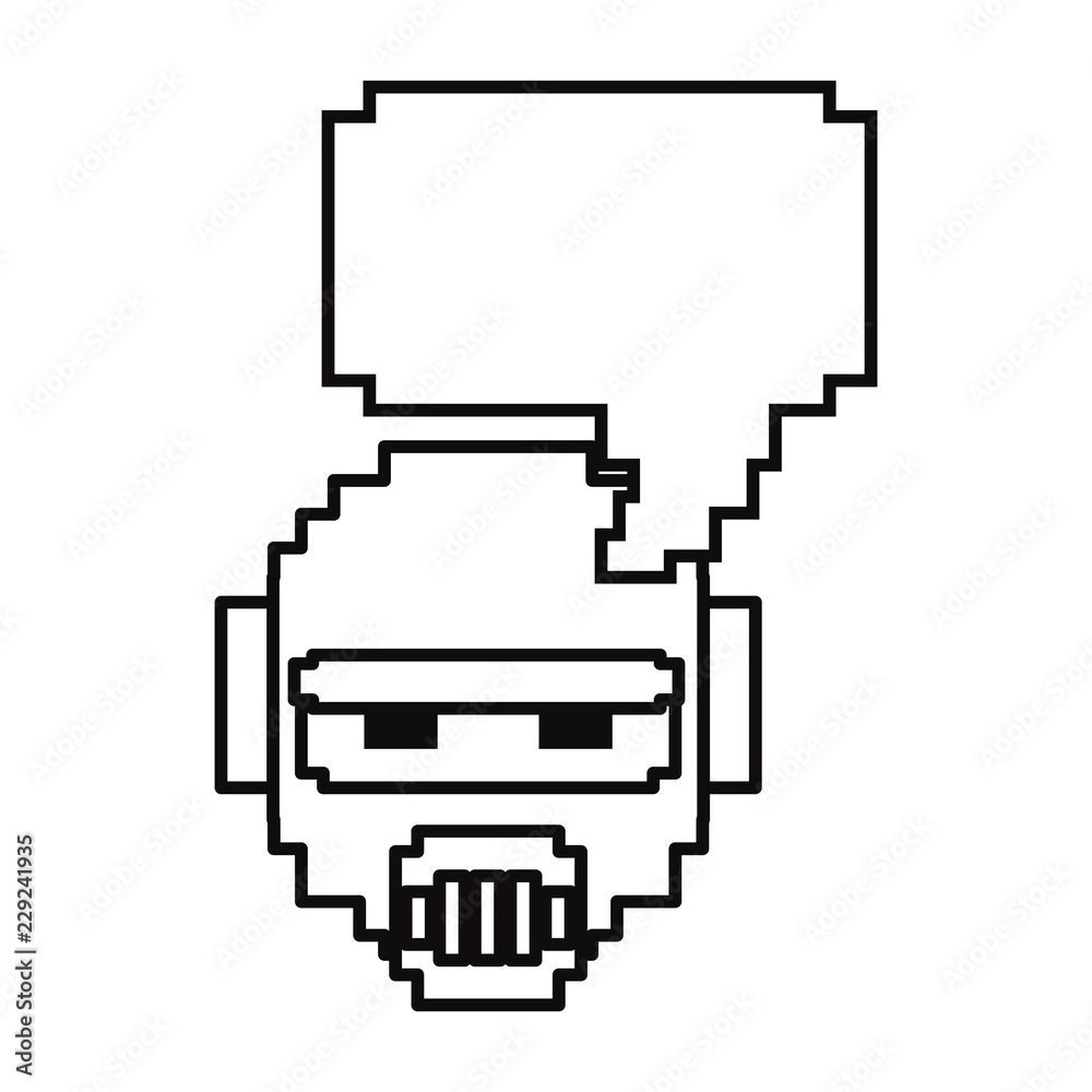 pixel video game robot speech bubble pixel video game robot speech bubble