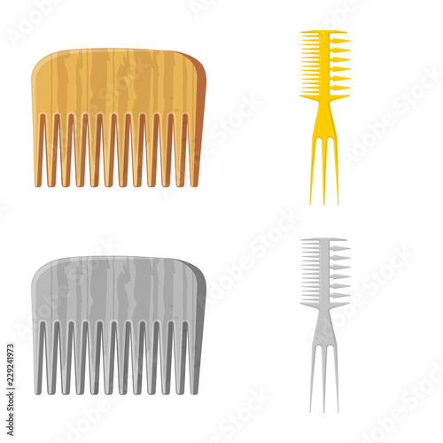 Vector design of brush and hair icon. Set of brush and hairbrush stock vector illustration.
