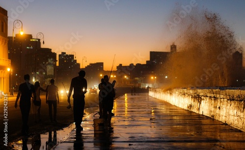 Photography Cuba Havana El Malecon Water Holiday Lights Street