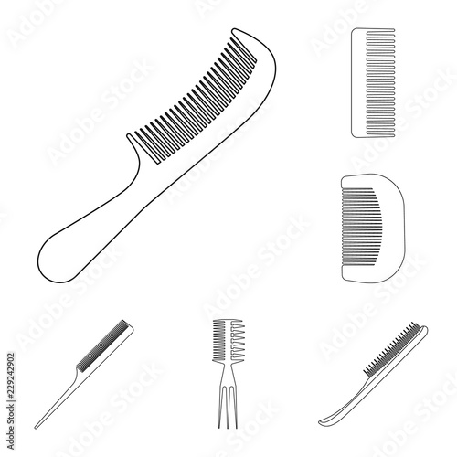 Isolated object of brush and hair sign. Set of brush and hairbrush vector icon for stock.