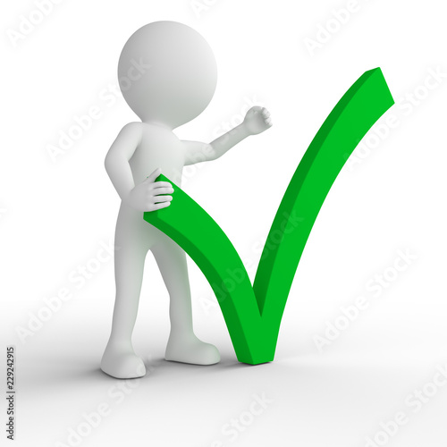 Great green check mark with stick figure