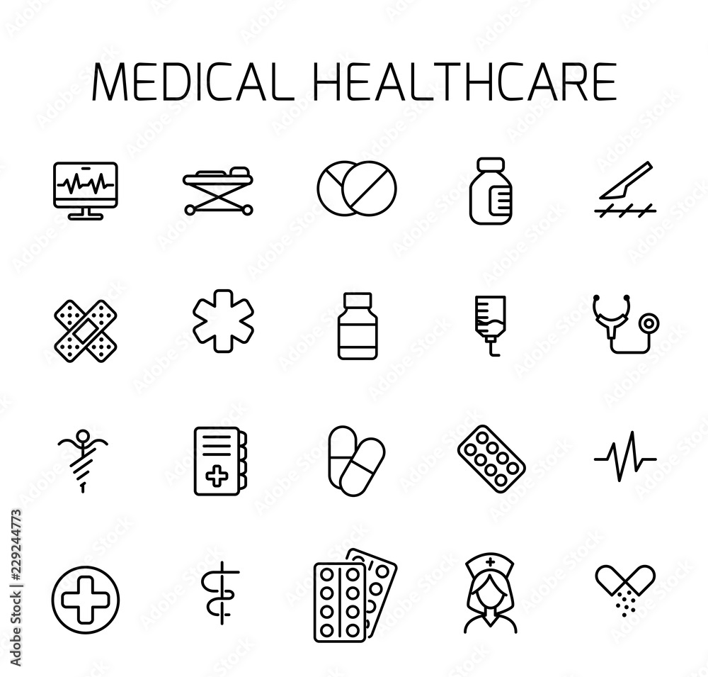 Fototapeta Medical healthcare related vector icon set.