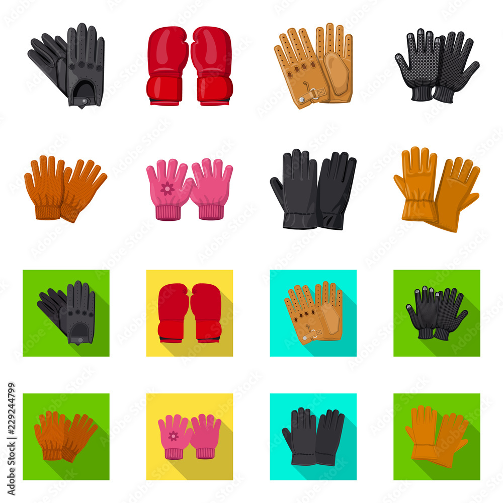 Fototapeta premium Vector design of glove and winter logo. Set of glove and equipment stock vector illustration.