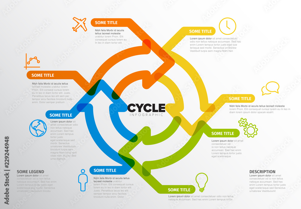 Infographic Layout with Arrows Stock Template | Adobe Stock