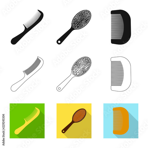 Vector design of brush and hair sign. Collection of brush and hairbrush stock vector illustration.