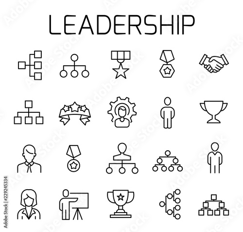Leadership related vector icon set. 