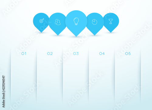 5 Marker Shapes Overlapping Infographic Template