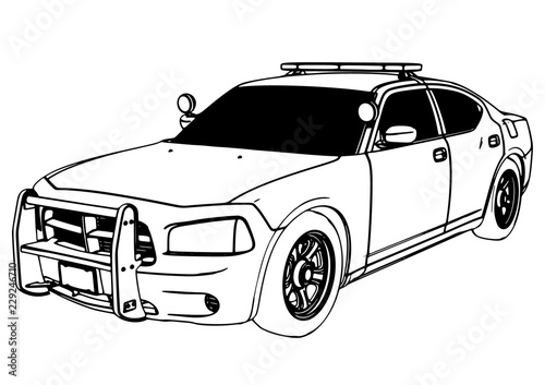 police car sketch vector