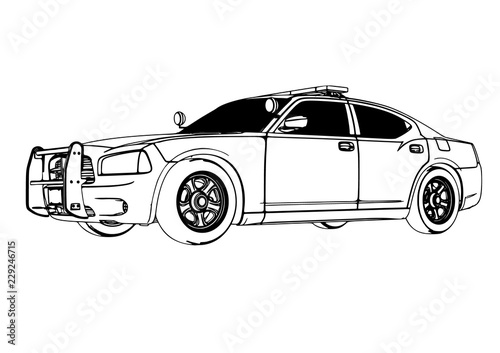 police car sketch vector