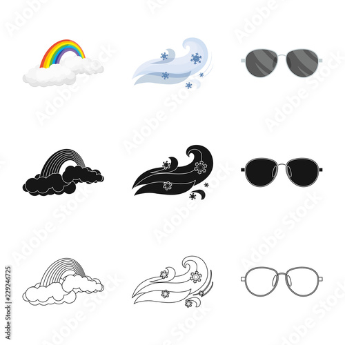 Vector design of weather and climate logo. Collection of weather and cloud vector icon for stock.