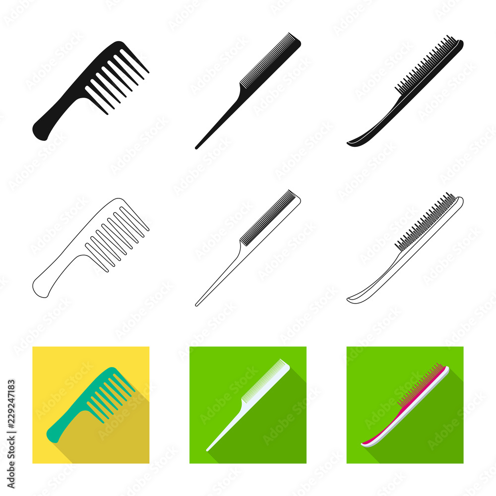 Vector design of brush and hair sign. Set of brush and hairbrush stock vector illustration. Vector design of brush and hair sign. Set of brush and hairbrush stock vector illustration.