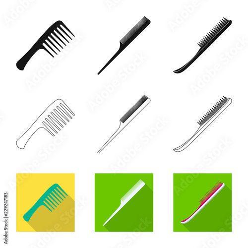 Vector design of brush and hair sign. Set of brush and hairbrush stock vector illustration.