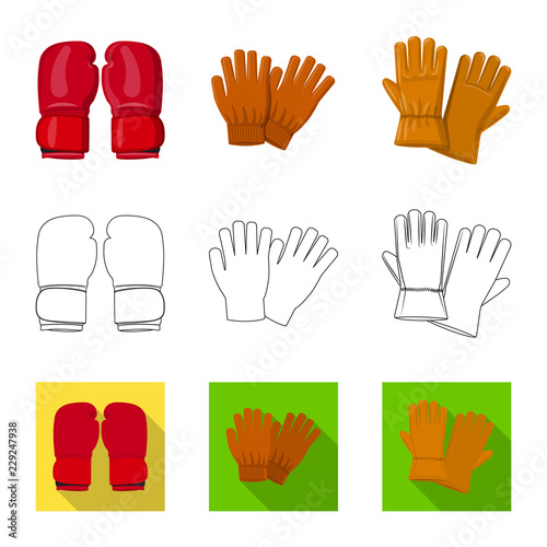 Vector illustration of glove and winter symbol. Collection of glove and equipment stock symbol for web.