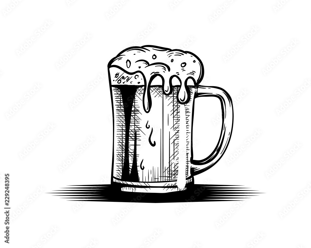 Line Art Hand Drawn Vector Glass Beer Tool to Drink Sign Symbol Icon Logo  template Design Inspiration Stock Vector | Adobe Stock