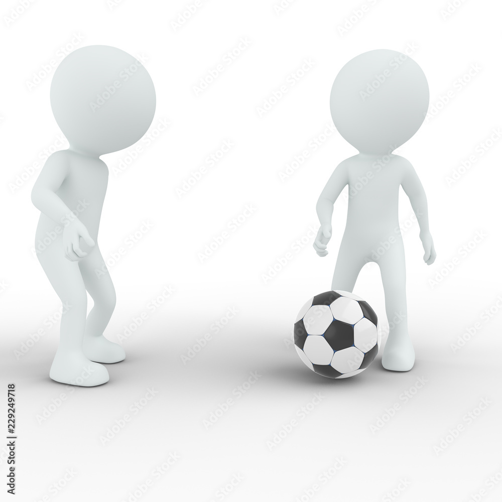 3D people playing soccer winning medals 3D people playing soccer winning medals