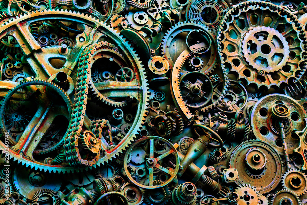 Steampunk texture, backgroung with mechanical parts, gear wheels Steampunk texture, backgroung with mechanical parts, gear wheels