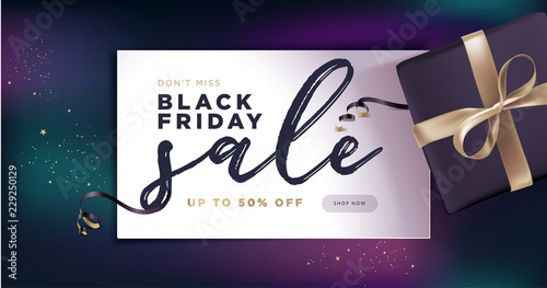 Black Friday sale banner. Social media vector illustration template for website and mobile website development, email and newsletter design, marketing material.