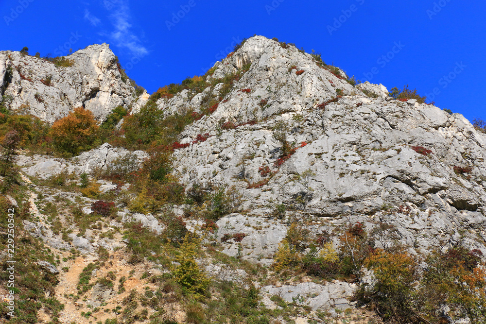 Top of mountain with blue sky 