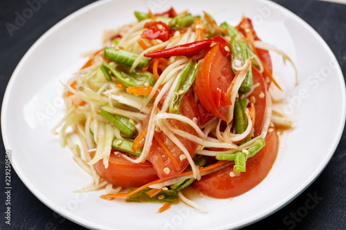 Thai traditional food, Papaya salad or Som Tam in Thai.