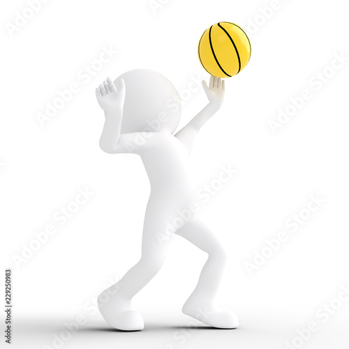 Stick figures playing basketball