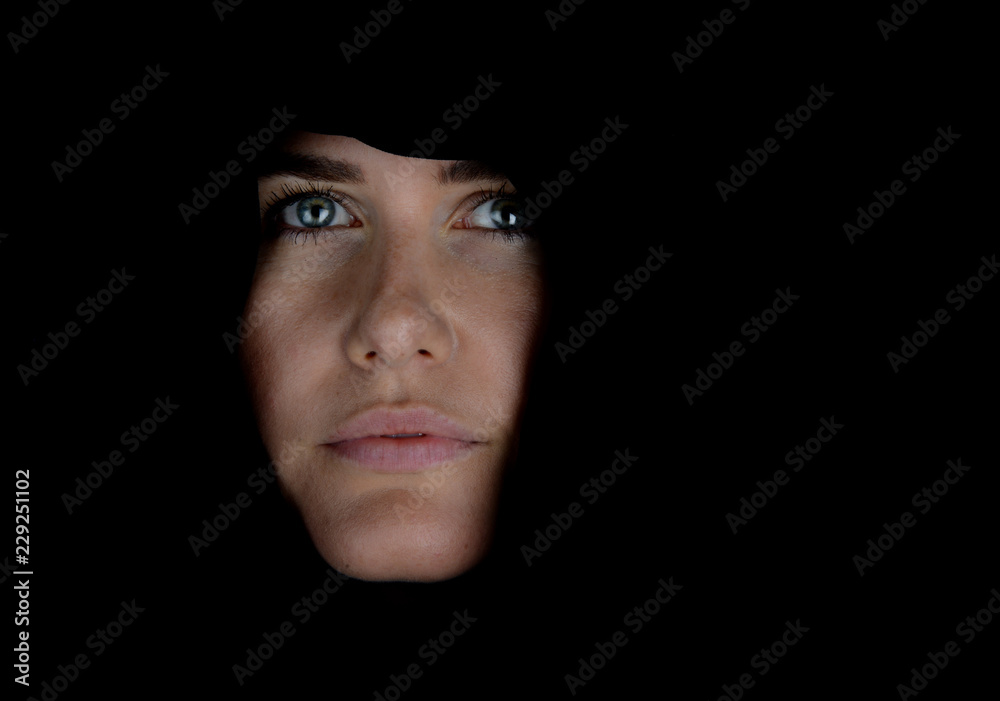 Fototapeta premium beautiful Woman On Black