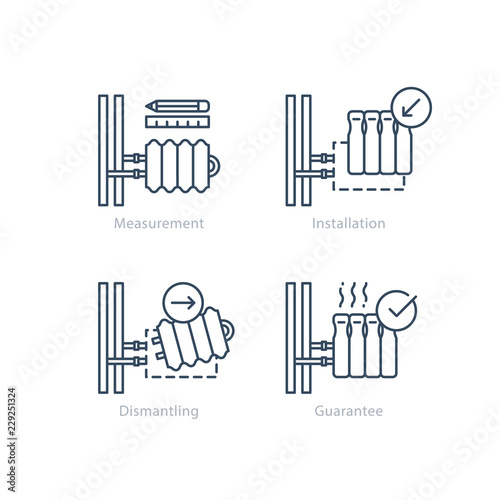 Heating radiator repair, tube connection, renovation concept