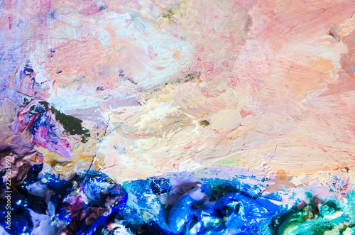 Wallpaper Mural colorful abstract oil paint texture on palette. Multicolored background. Hand drawn oil painting with facture. Torontodigital.ca