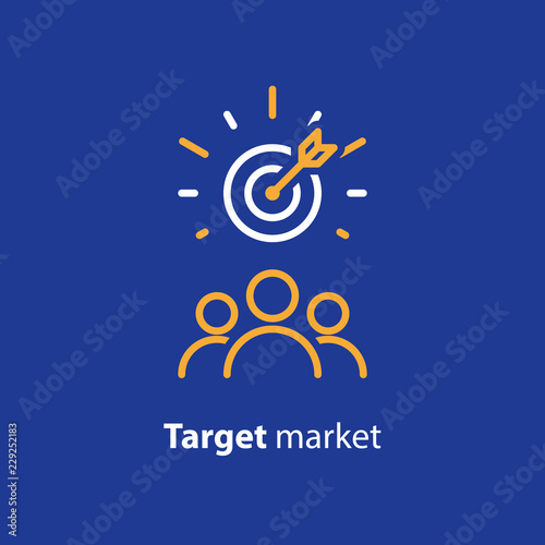 Target audience, marketing research, public relations concept, line icon