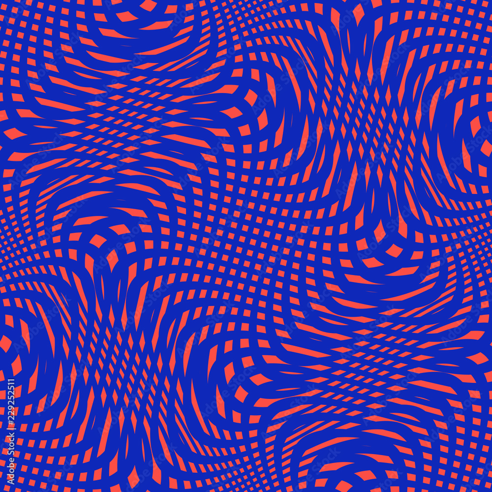 Fototapeta premium Bright colorful wavy mesh seamless pattern. Vector texture with curved lines