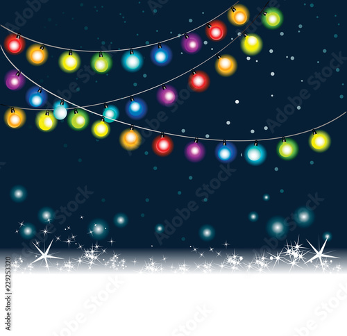 Christmas background with  rainbow Christmas tree lights