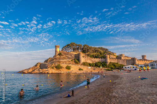 Tossa de mar castle and fortress in the old town and sea views photo